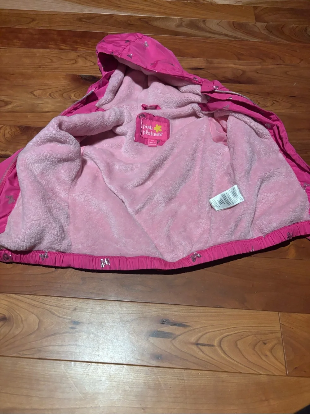 Pink Platinum Girls' Hot Pink Butterfly Hooded Raincoat